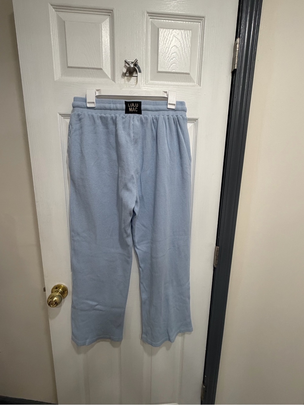 Lulu Mac women’s light Blue ribbed Lounge Pants